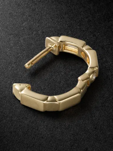 Sydney Evan 14-Karat Gold Diamond Single Hoop Earring - Men | Thumbnail 3 Sydney Evan 14-Karat Gold Diamond Single Hoop Earring - Men | Thumbnail 3