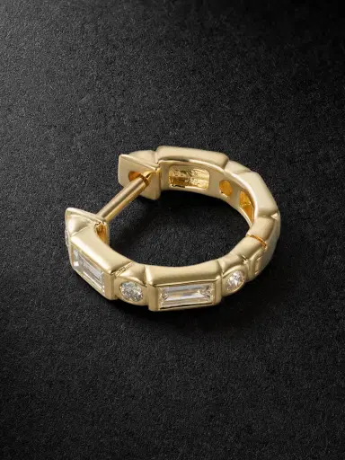 Sydney Evan 14-Karat Gold Diamond Single Hoop Earring - Men | Thumbnail 1 Sydney Evan 14-Karat Gold Diamond Single Hoop Earring - Men | Thumbnail 1