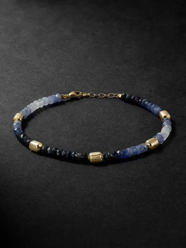 Arizona Gold Sapphire Beaded Bracelet - Men