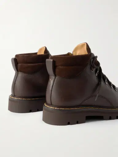 Loro Piana Beinn Walk Shearling-Lined Leather and Padded Suede Boots - Men | Thumbnail 5