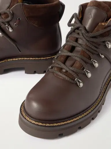 Loro Piana Beinn Walk Shearling-Lined Leather and Padded Suede Boots - Men | Thumbnail 6