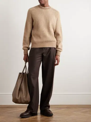 Loro Piana Col D'Olen Waffle-Knit Camel Hair Sweater - Men | Thumbnail 2 Loro Piana Col D'Olen Waffle-Knit Camel Hair Sweater - Men | Thumbnail 2
