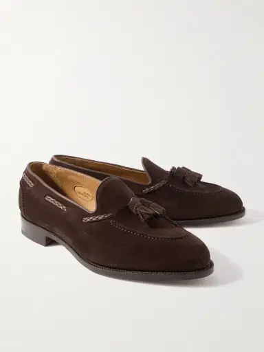 Edward Green Belgravia Tasseled Leather-Trimmed Suede Loafers - Men | Thumbnail 4