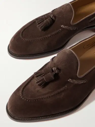 Edward Green Belgravia Tasseled Leather-Trimmed Suede Loafers - Men | Thumbnail 6
