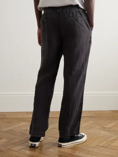 James Perse Straight-Leg Garment-Dyed Linen Drawstring Trousers - Men | Thumbnail 4 James Perse Straight-Leg Garment-Dyed Linen Drawstring Trousers - Men | Thumbnail 4