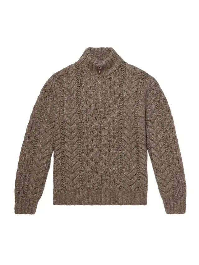 Loro Piana Cable-Knit Cashmere Half-Zip Sweater - Men