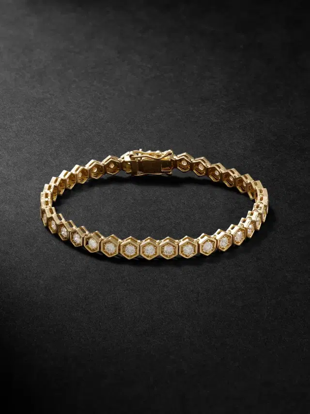 Hexagon XXXLarge -Karat Gold Diamond Bracelet - Men