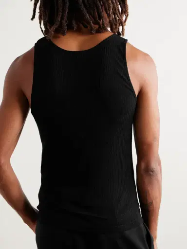 Saint Laurent Cassandre Ribbed Logo-Embroidered Wool Tank Top - Men | Thumbnail 4