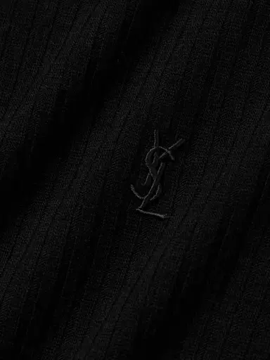 Saint Laurent Cassandre Ribbed Logo-Embroidered Wool Tank Top - Men | Thumbnail 5