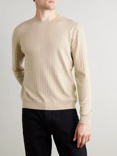 Loro Piana Riva Valdobbia Ribbed Virgin Wool Sweater - Men | Thumbnail 3 Loro Piana Riva Valdobbia Ribbed Virgin Wool Sweater - Men | Thumbnail 3