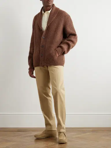 Loro Piana Shawl-Collar Ribbed Wool Cardigan - Men | Thumbnail 2 Loro Piana Shawl-Collar Ribbed Wool Cardigan - Men | Thumbnail 2