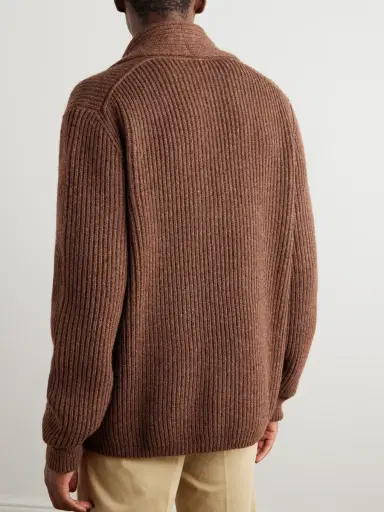 Loro Piana Shawl-Collar Ribbed Wool Cardigan - Men | Thumbnail 3 Loro Piana Shawl-Collar Ribbed Wool Cardigan - Men | Thumbnail 3