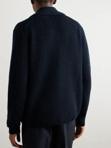 Loro Piana Shawl-Collar Ribbed Wool Cardigan - Men | Thumbnail 3 Loro Piana Shawl-Collar Ribbed Wool Cardigan - Men | Thumbnail 3