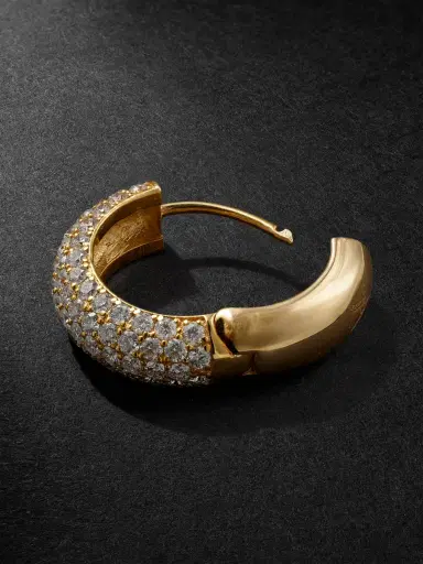 Alex Moss New York Huggie 14-Karat Gold Diamond Earring - Men | Thumbnail 3