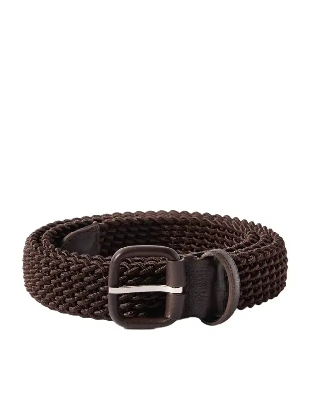 Charvet 3cm Leather-Trimmed Woven Cord Belt - Men