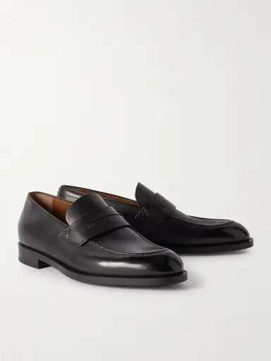 Zegna New Classic Flex Glossed-Leather Penny Loafers - Men | Thumbnail 4