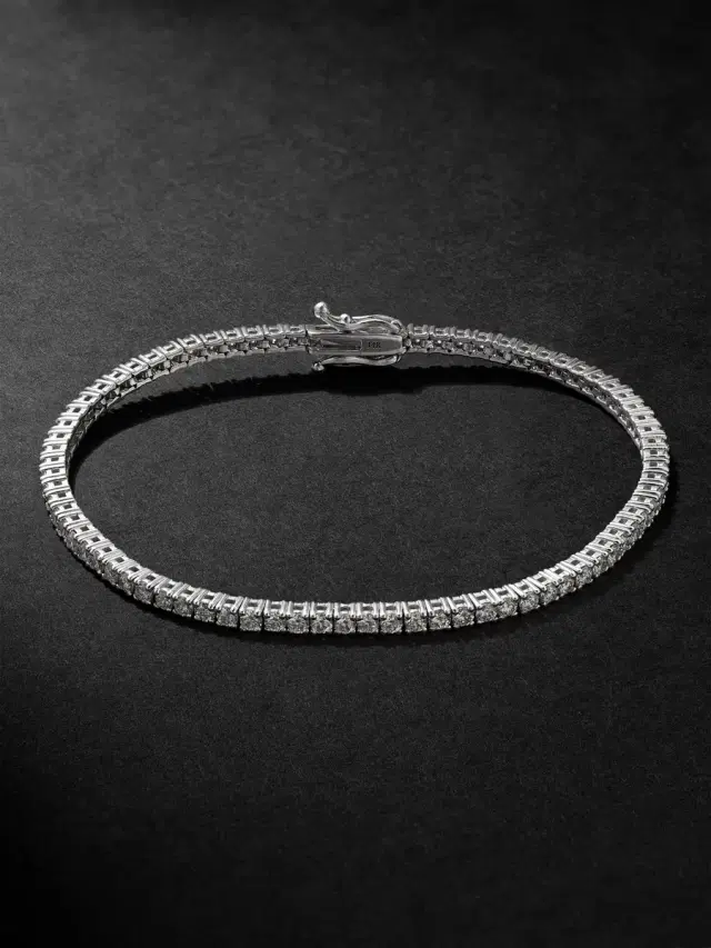 Alex Moss New York 14-Karat White Gold Diamond Tennis Bracelet - Men