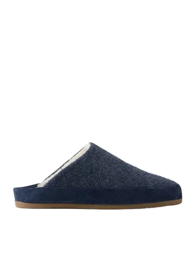 Suede-Trimmed Shearling-Lined Wool Slippers - Men