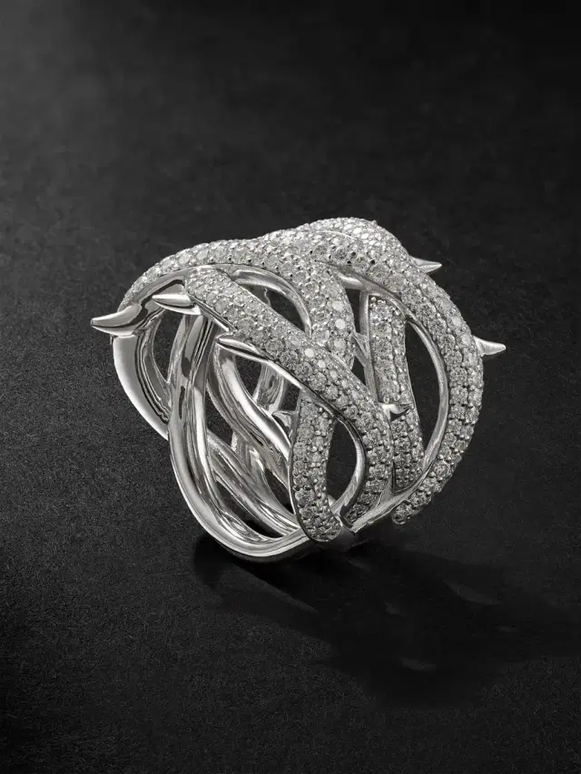Alex Moss New York Crown of Thornes 14-Karat White Gold Diamond Ring - Men