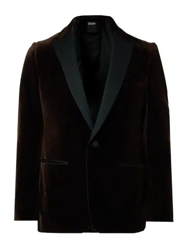 Zegna Satin-Trimmed Cotton-Velvet Tuxedo Jacket - Men | Thumbnail 1 Zegna Satin-Trimmed Cotton-Velvet Tuxedo Jacket - Men | Thumbnail 1