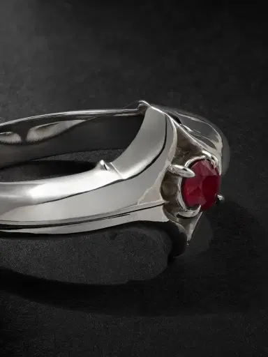 Alex Moss New York Saber 14-Karat White Gold Ruby Ring - Men | Thumbnail 4