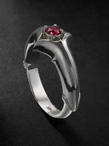 Alex Moss New York Saber 14-Karat White Gold Ruby Ring - Men | Thumbnail 1