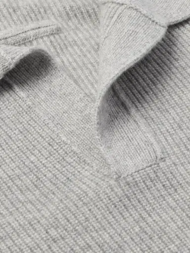 Zegna Ribbed Oasi Cashmere Polo Sweater - Men | Thumbnail 4