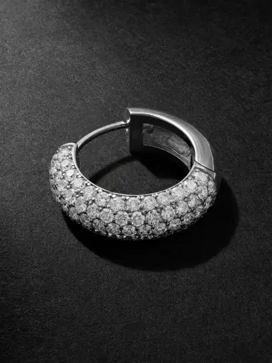 Alex Moss New York Huggie 14-Karat White Gold Diamond Single Hoop Earring - Men | Thumbnail 1