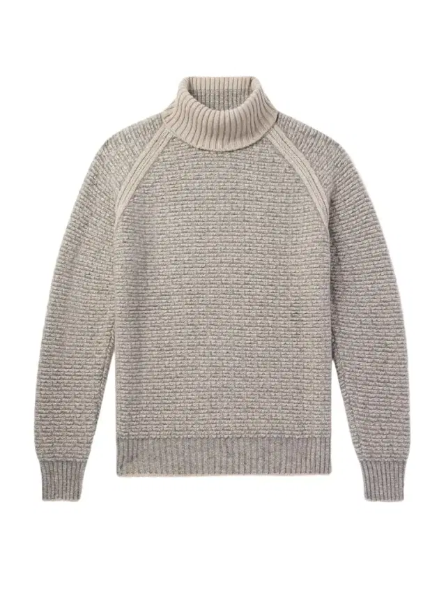 Ribbed Cashmere and Silk-Blend Rollneck Sweater - Men