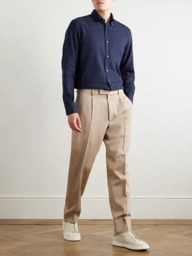 Zegna Button-Down Collar Brushed Cotton-Twill hirt - Men | Thumbnail 2