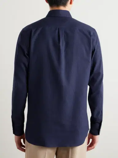 Zegna Button-Down Collar Brushed Cotton-Twill hirt - Men | Thumbnail 4