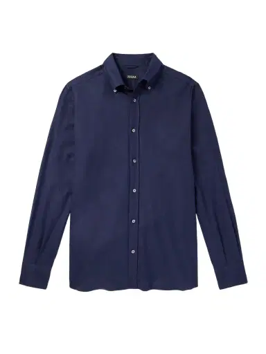 Zegna Button-Down Collar Brushed Cotton-Twill hirt - Men | Thumbnail 1