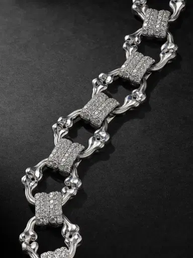 Alex Moss New York Crushed Bones 14-Karat White Gold Diamond Chain Bracelet - Men | Thumbnail 4