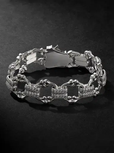 Alex Moss New York Crushed Bones 14-Karat White Gold Diamond Chain Bracelet - Men | Thumbnail 1