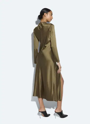 Lapointe Satin Draped Neck Bias Dress | Thumbnail 3 Lapointe Satin Draped Neck Bias Dress | Thumbnail 3