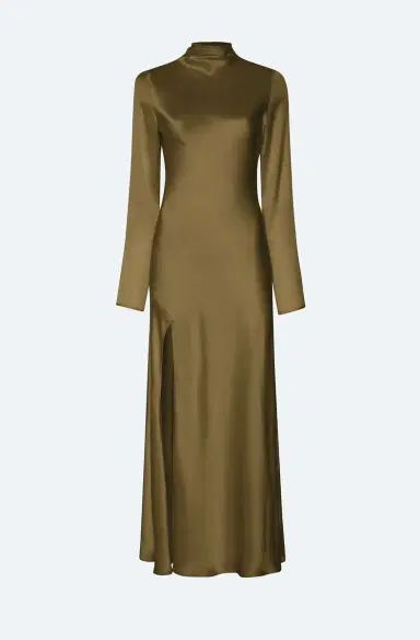 Lapointe Satin Draped Neck Bias Dress | Thumbnail 4 Lapointe Satin Draped Neck Bias Dress | Thumbnail 4