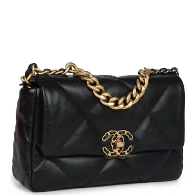 Chanel Chanel Medium 19 Flap Bag Black Lambskin Mixed Metal Hardware | Thumbnail 2 Chanel Chanel Medium 19 Flap Bag Black Lambskin Mixed Metal Hardware | Thumbnail 2