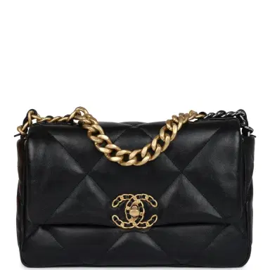 Chanel Chanel Medium 19 Flap Bag Black Lambskin Mixed Metal Hardware | Thumbnail 1 Chanel Chanel Medium 19 Flap Bag Black Lambskin Mixed Metal Hardware | Thumbnail 1