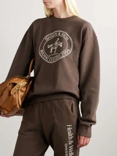 Sporty & Rich Printed Cotton-jersey Sweatshirt - x large | Thumbnail 3