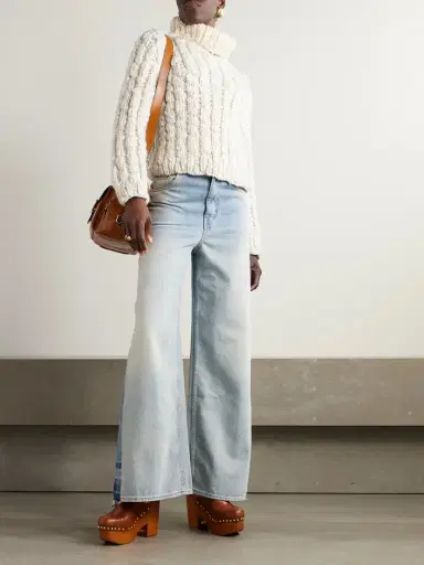 Chloé Ribbed Merino Wool And Silk-blend Turtleneck Sweater - x large | Thumbnail 2
