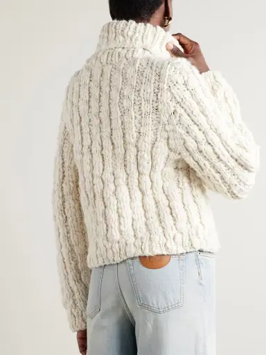 Chloé Ribbed Merino Wool And Silk-blend Turtleneck Sweater - x large | Thumbnail 3