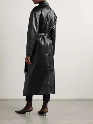 The Frankie Shop Tina Belted Double-breasted Faux Leather Trench Coat | Thumbnail 4 The Frankie Shop Tina Belted Double-breasted Faux Leather Trench Coat | Thumbnail 4