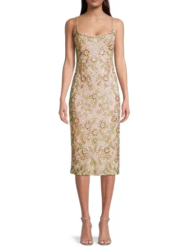 Mac Duggal Women's Floral Beaded Cocktail Sheath Dress - Olive | Thumbnail 2