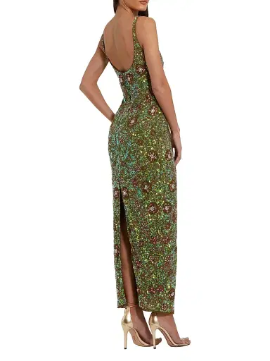 Mac Duggal Women's Floral Beaded Cocktail Sheath Dress - Olive | Thumbnail 3