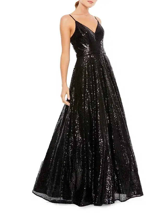 Women's Sequined Ball Gown - Noir Sequin Women's Sequined Ball Gown - Noir Sequin