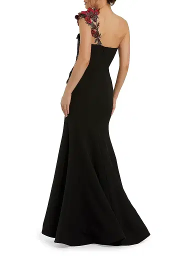Mac Duggal Women's Embellished Floral Crepe Mermaid Gown - Black Multi | Thumbnail 2 Mac Duggal Women's Embellished Floral Crepe Mermaid Gown - Black Multi | Thumbnail 2