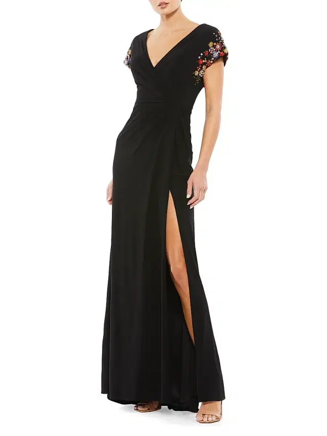 Mac Duggal Women's Embellished Wrap Gown - White Multi