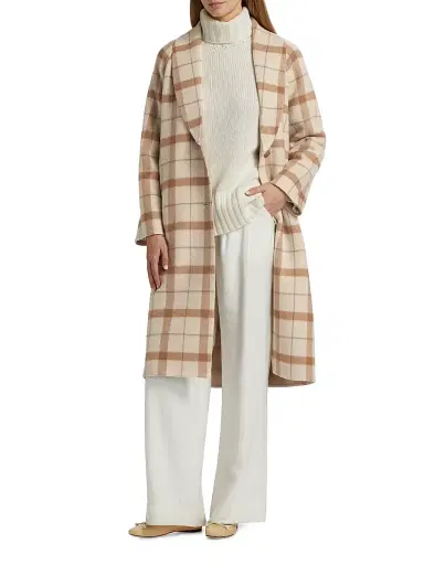 Jenni Kayne Women's Austin Check Wool-Blend Coat - Oatmeal - Size Large | Thumbnail 2