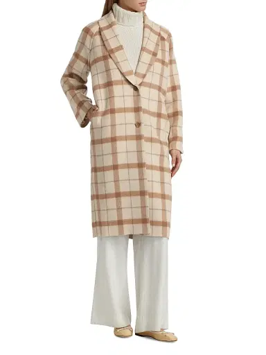 Jenni Kayne Women's Austin Check Wool-Blend Coat - Oatmeal - Size Large | Thumbnail 3