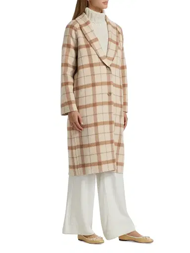 Jenni Kayne Women's Austin Check Wool-Blend Coat - Oatmeal - Size Large | Thumbnail 4